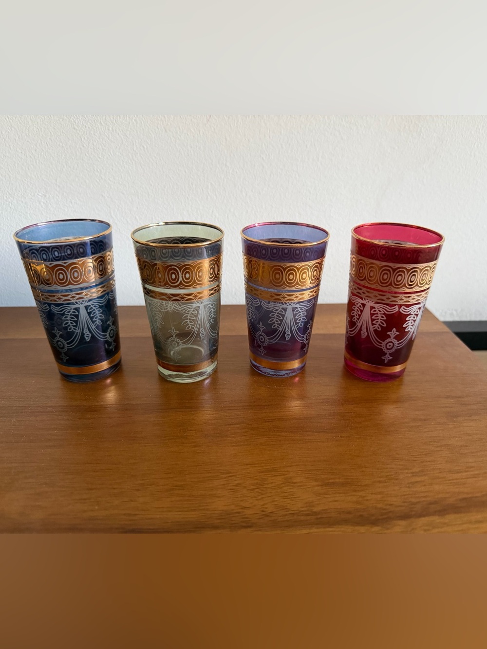 Vintage Urban Outfitters Set of (4) Gold-Trimmed Moroccan Tea Glasses